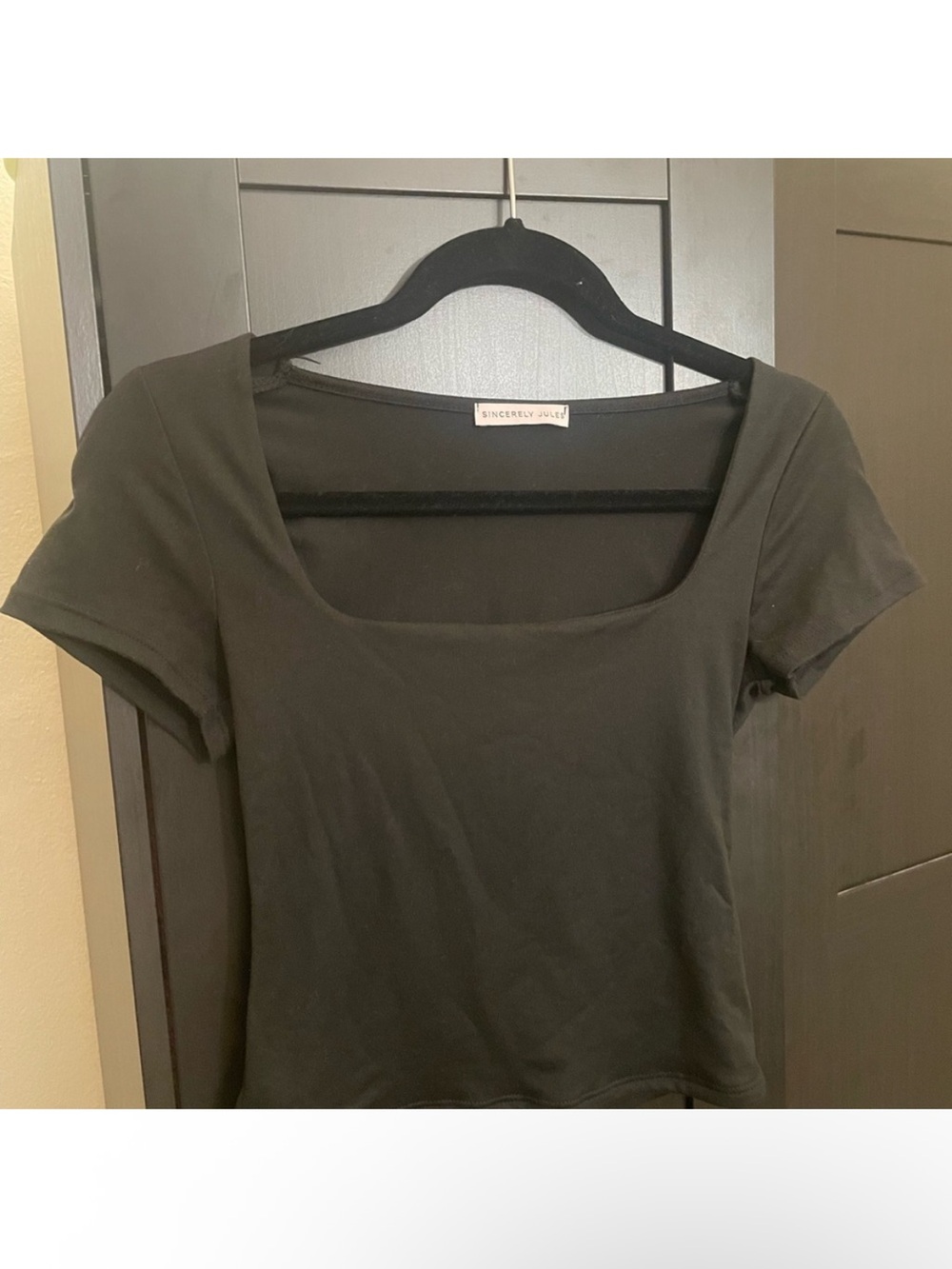 Sincerely Jules Black Square Neck Short Sleeve Tee
